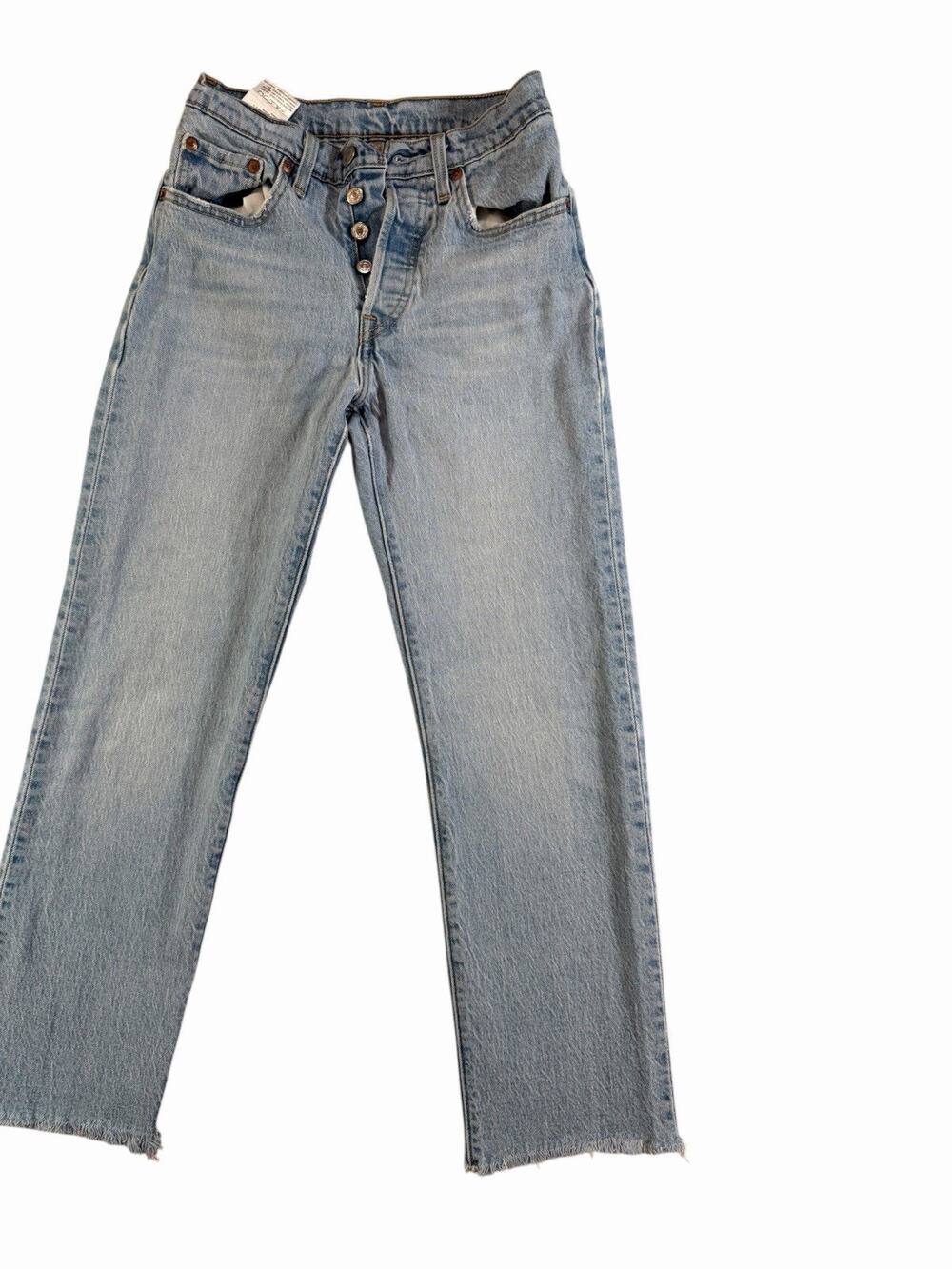 Levi's Premium 501 High Rise Straight Jeans Women's W24 L26 Light Wash